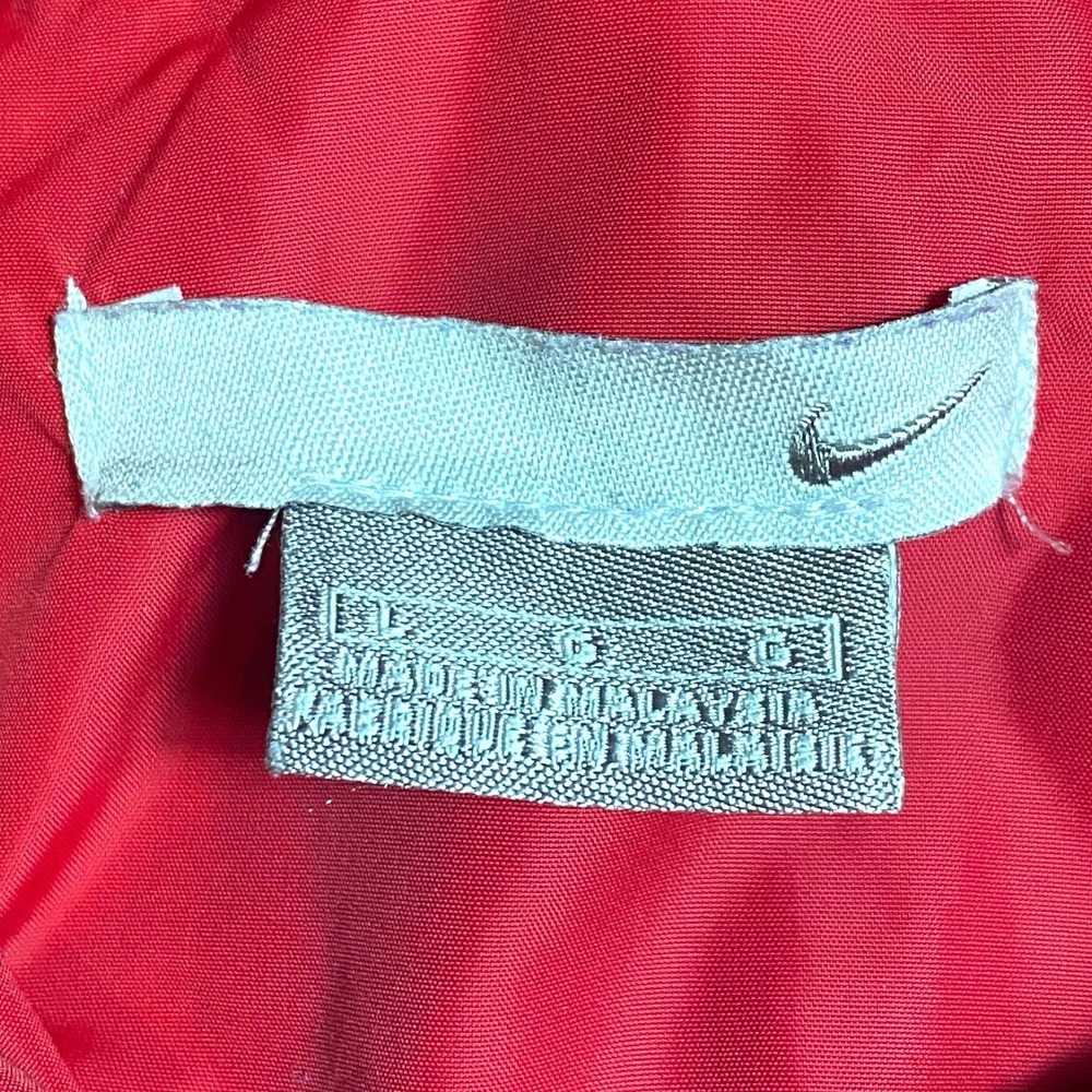 Nike Vintage 90s Windbreaker Jacket Mens LARGE Red Gray Colorblock Swoosh Pocket - Picture 2 of 14